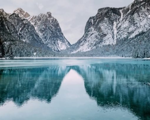 Snowy Mountain's Reflection paint by numbers