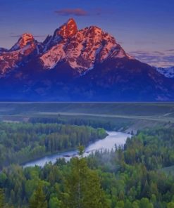 River And Snowy Mountain paint by numbers