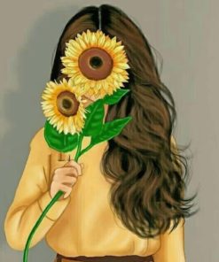 Sunflower Girl Aesthetic Drawing painting by numbers