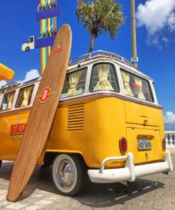 Yellow Van And Surf Board paint by numbers