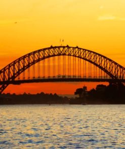 Sydney Harbour Bridge Silhouette Sunset paint by numbers