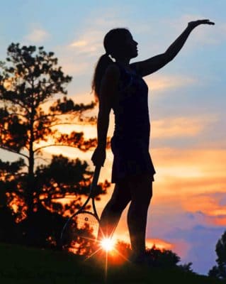 Tennis Player Silhouette In Sunset paint by numbers