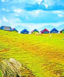 Tents And Horses In The Hills paint by numbers