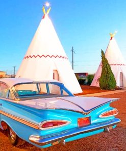 Pontiac Parked In Wigwam Motel paint by numbers