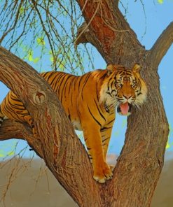 Tiger Up The Tree paint by numbers