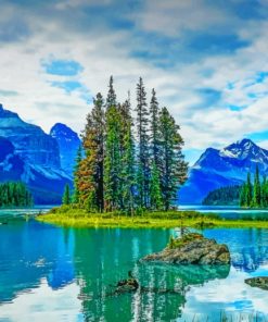 Trees In The Middle Of A Lake paint by numbers