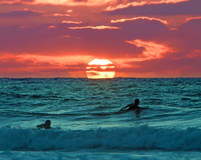 People Swimming During Golden Hour painting by numbers