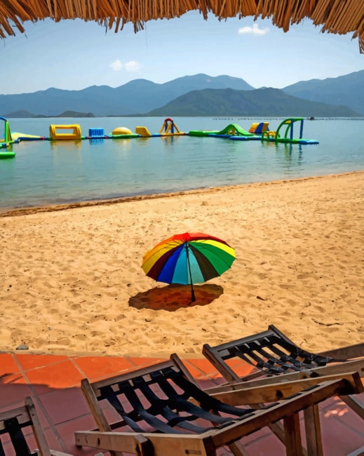 Colorful Umbrella In The Beach paint by numbers