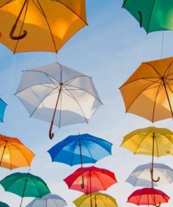 Colorful Umbrellas And Blue Sky paint by numbers