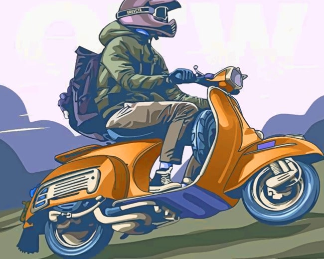Vaspa Cartoon Boy Riding A Motor Cycle painting by numbers
