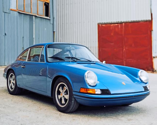 Vintage Blue Porsche paint by numbers