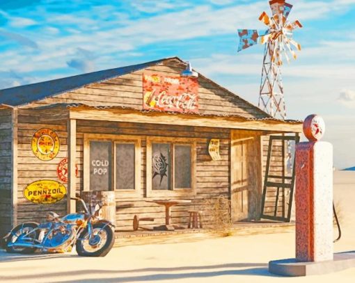 Vintage Road Gas Station painting by numbers