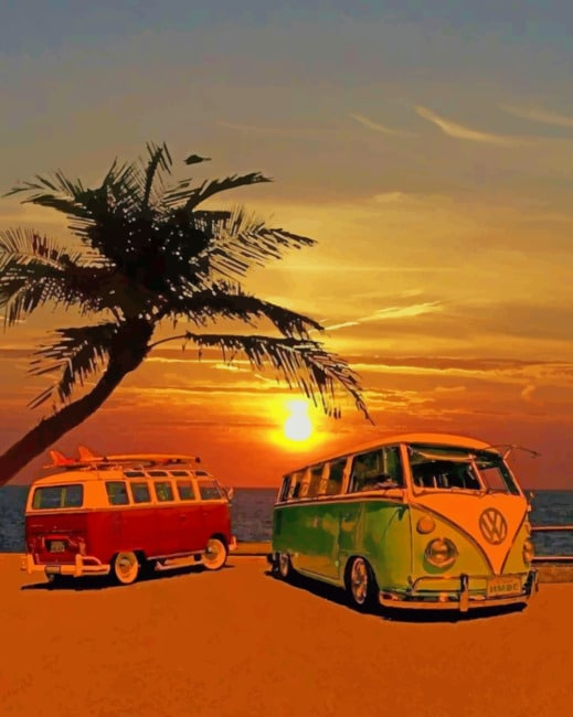Volk Swagen Cars On Sand painting by numbers