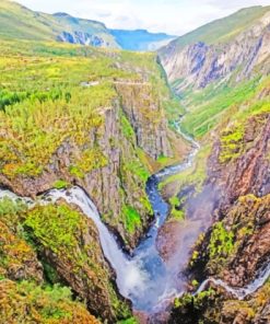 Voringfossen Waterfall Norway paint by numbers