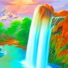 Waterfall Girl Hair paint by numbers