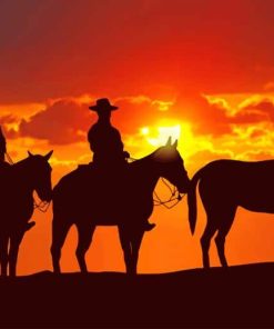 Cow Boys At Sunset paint by numbers