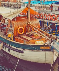 White And Brown Boat painting by numbers