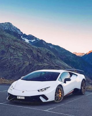White Aston Martin painting by numbers