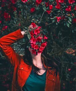 Woman Holding Red Flowers painting by numbers