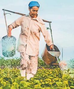 Woman Watering Plants painting by numbers