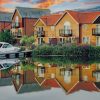 Yacht And Houses Reflection paint by numbers