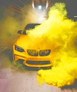 Yellow Bmw With Smoke Bomb painting by numbers