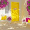 Yellow And White Front House Design painting by numbers