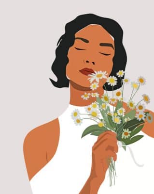 Afro Girl Holding Flowers paint by numbers