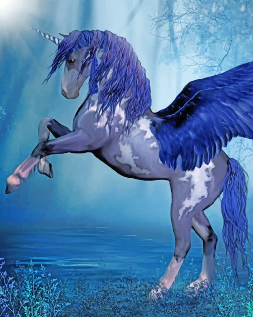 Black Unicorn With Wings paint by numbers