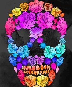 Colorful Floral Skull paint by numbers