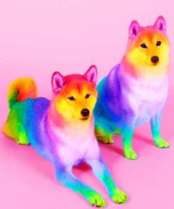 Colorful Huskies paint by numbers