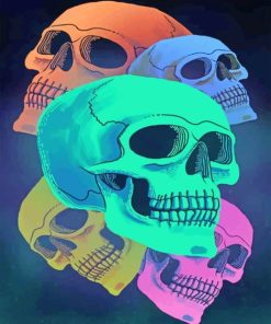 Colorful Skulls paint by numbers