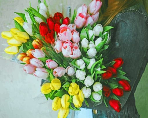 Colorful Tulips Bouquet paint by numbers