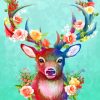 Deer Head With Flowers paint by numbers