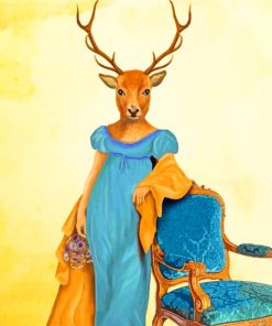 Deer In Blue Dress paint by numbers