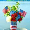 Flowers Vase With American Flag paint by numbers