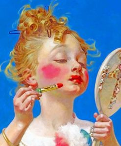 Girl Doing Lipstick paint by numbers