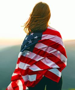 Girl Holding USA Flag paint by numbers