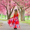 Girl In Cherry Blossom Garden paint by numbers