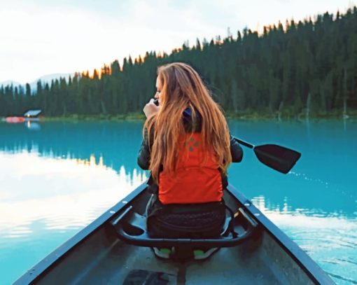 Girl Riding On Boat paint by numbers