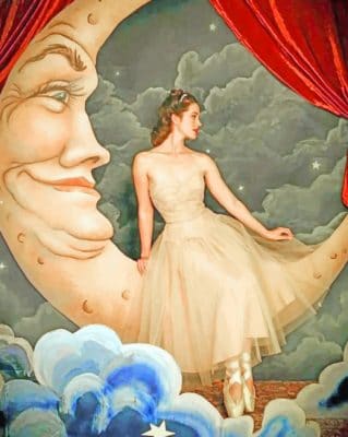 Girl Sitting On Moon paint by numbers