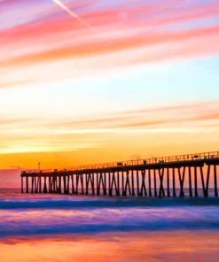 Hermosa Beach Pier Sunset paint by numbers