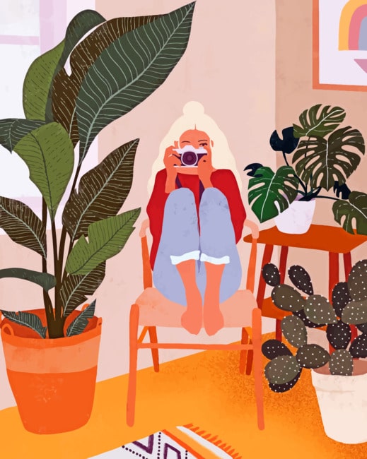 Illustration Photographer Girl paint by numbers