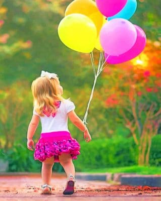 Kid Holding Balloons paint by numbers