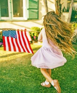 Kid Holding US Flag paint by numbers