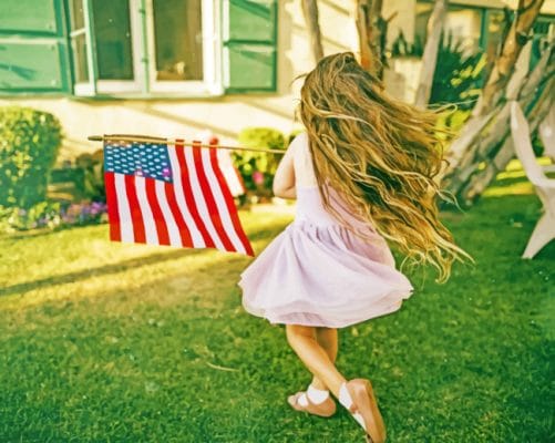 Kid Holding US Flag paint by numbers