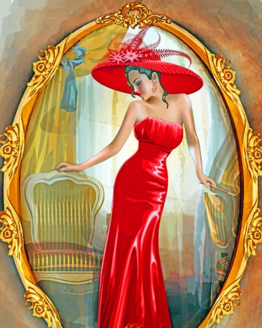 Lady In Red paint by numbers