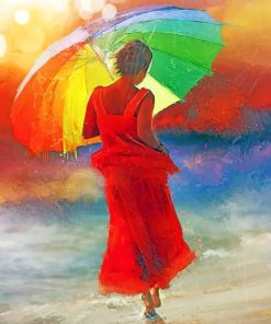 Lady Under Umbrella paint by numbers