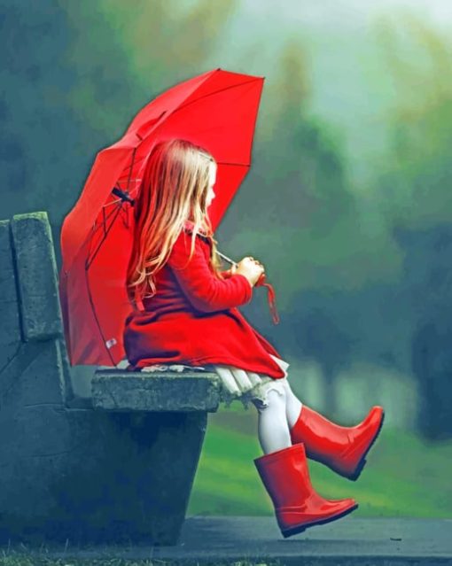 Little Girl With Umbrella paint by numbers