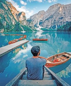 Man Sitting Near To Lake paint by numbers